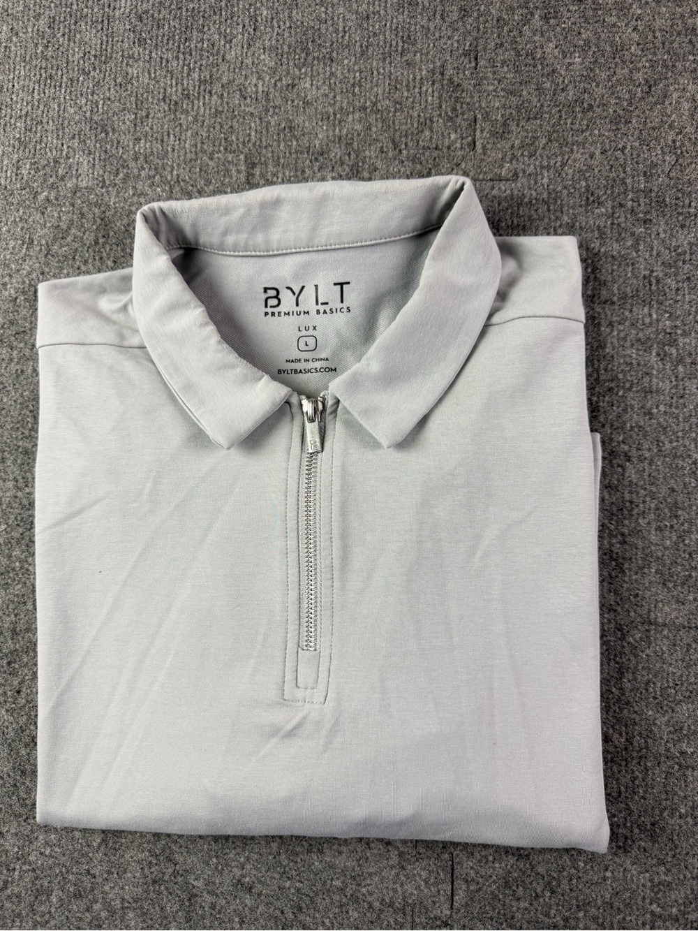 Bylt Lux Mens Long Sleeve 1/4 Zip Polo Shirt Sz L Gray